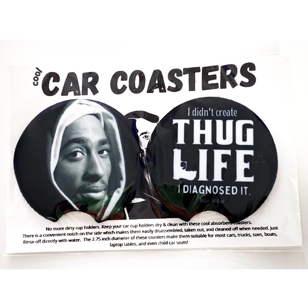 2pac thug life car coasters