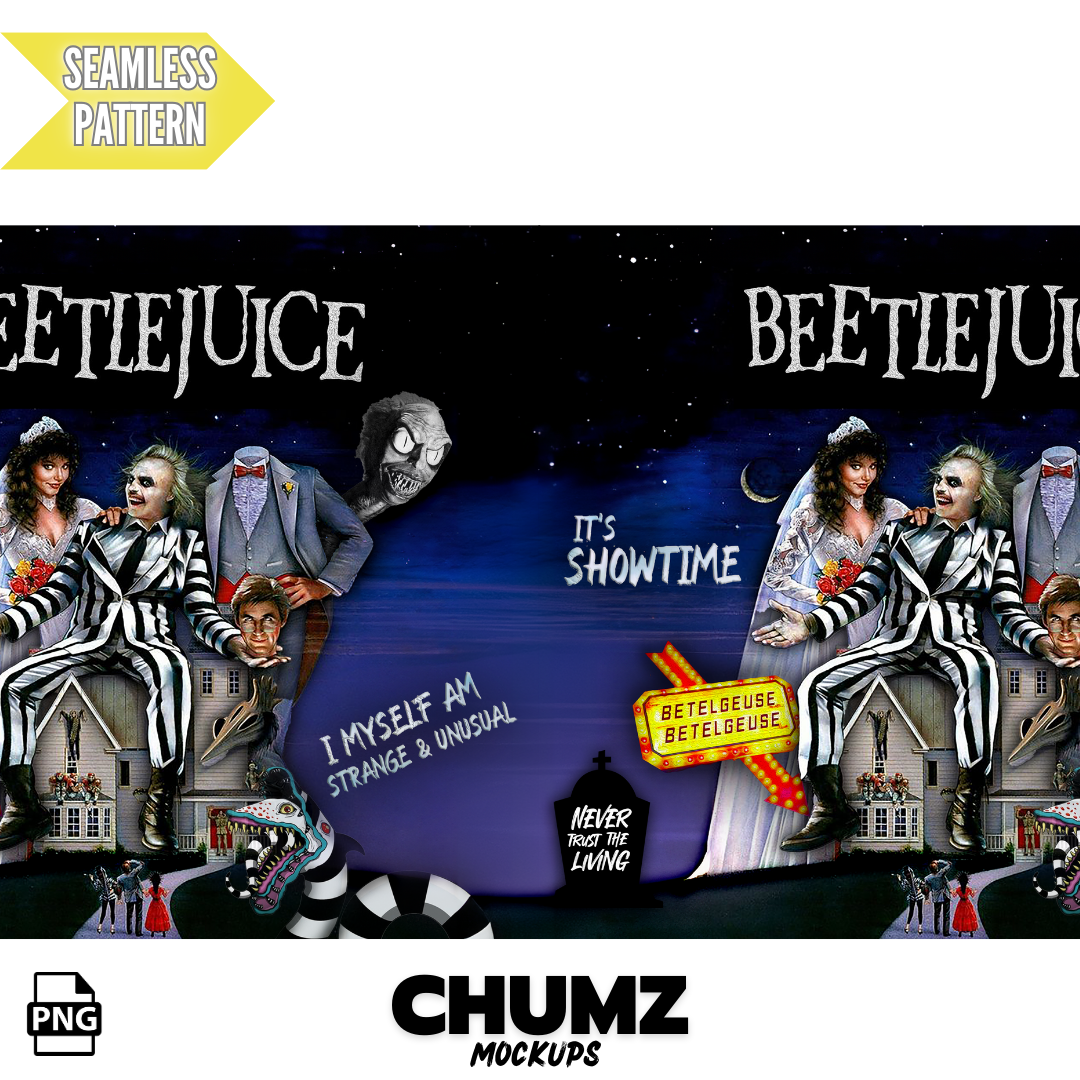 BeetleJuice (20oz - 30oz SEAMLESS Tumbler wrap)- Straight & Tapered