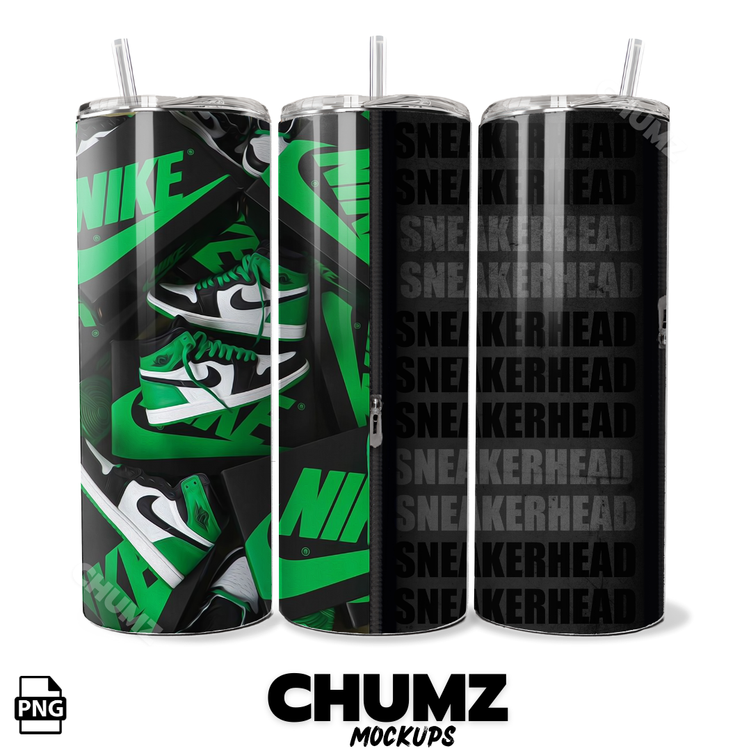 Green Sneaker Head Tumbler wrap 20oz- 30oz