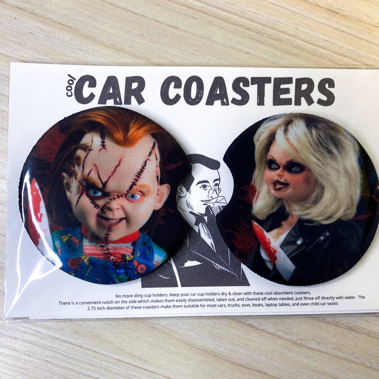 Chucky "His & her's" car coasters