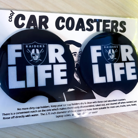 RAIDERS FOR LIFE Car coasters