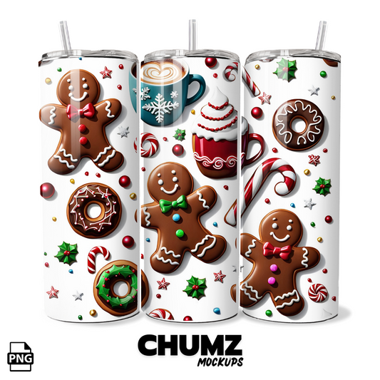 Gingerbread TUMBLER WRAP 20oz -30oz Png