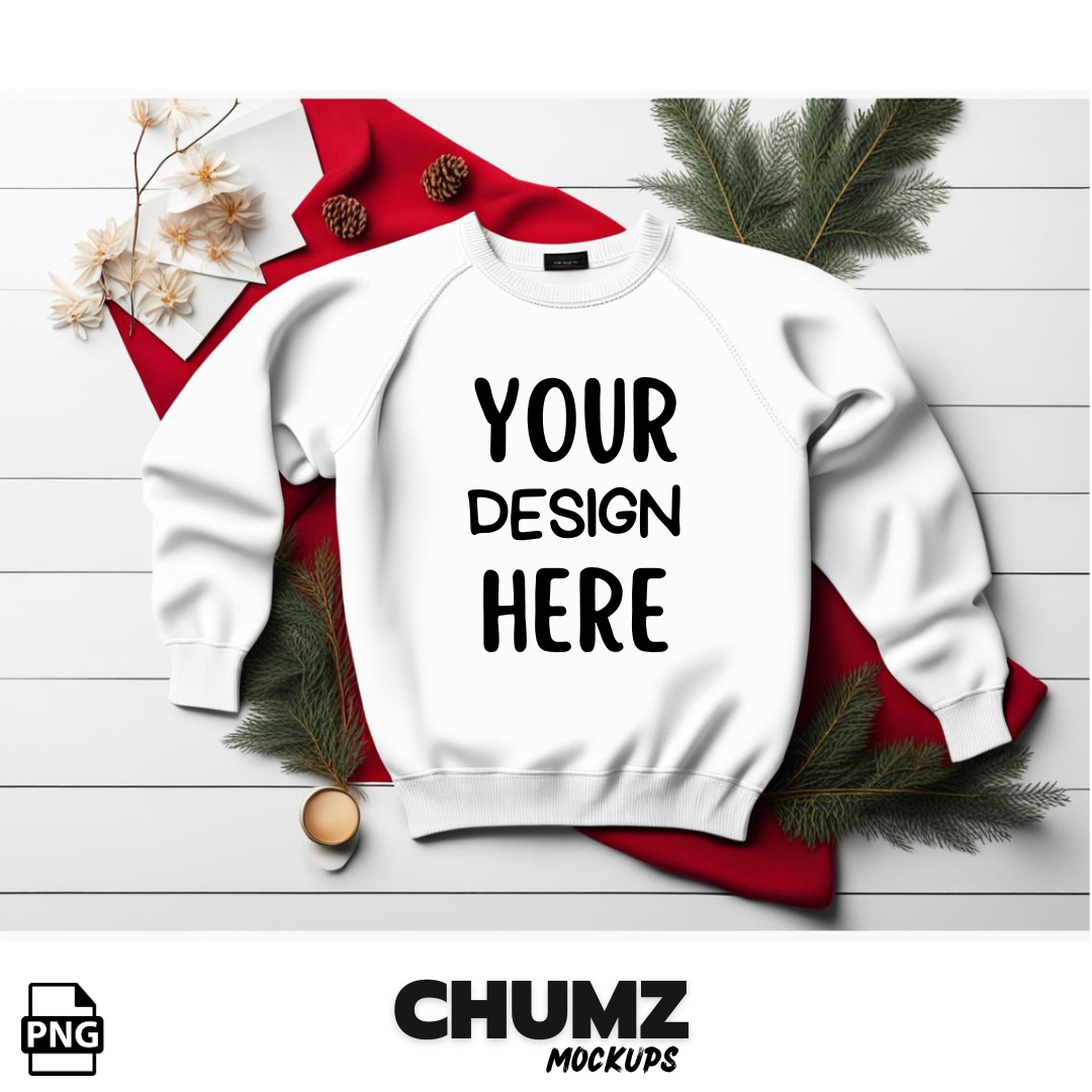 White Sweatshirt Flat lay Premium MOCKUP (PNG)