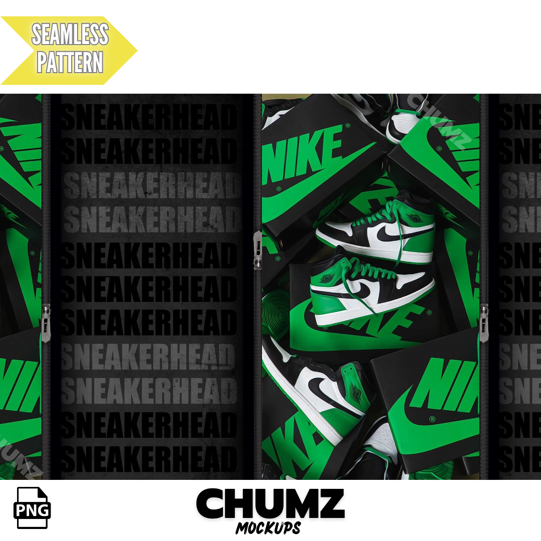 Green Sneaker Head Tumbler wrap 20oz- 30oz